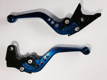 Raptor 700 Aluminium Brems und Kupplungshebel 6 fach Verstellbar Blau Eloxiert